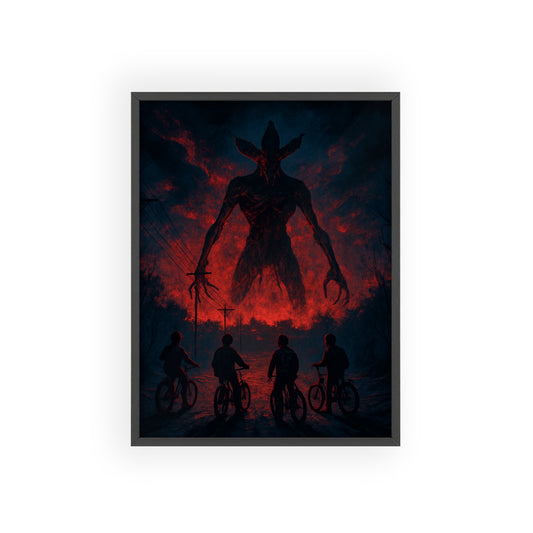 Stranger Things 5 wall Art - Poster with Frame , Dark Red and Black