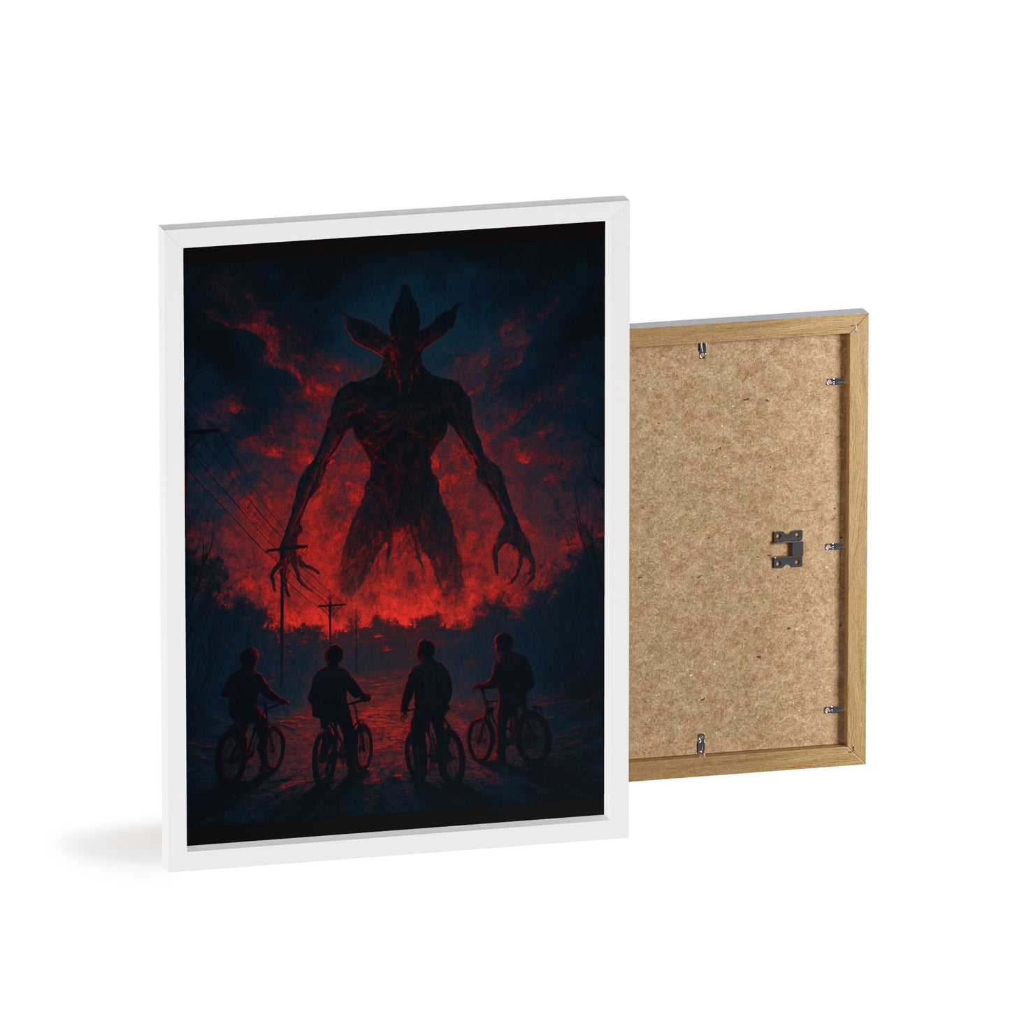 Stranger Things 5 wall  Art - Poster with Frame , Dark Red and Black