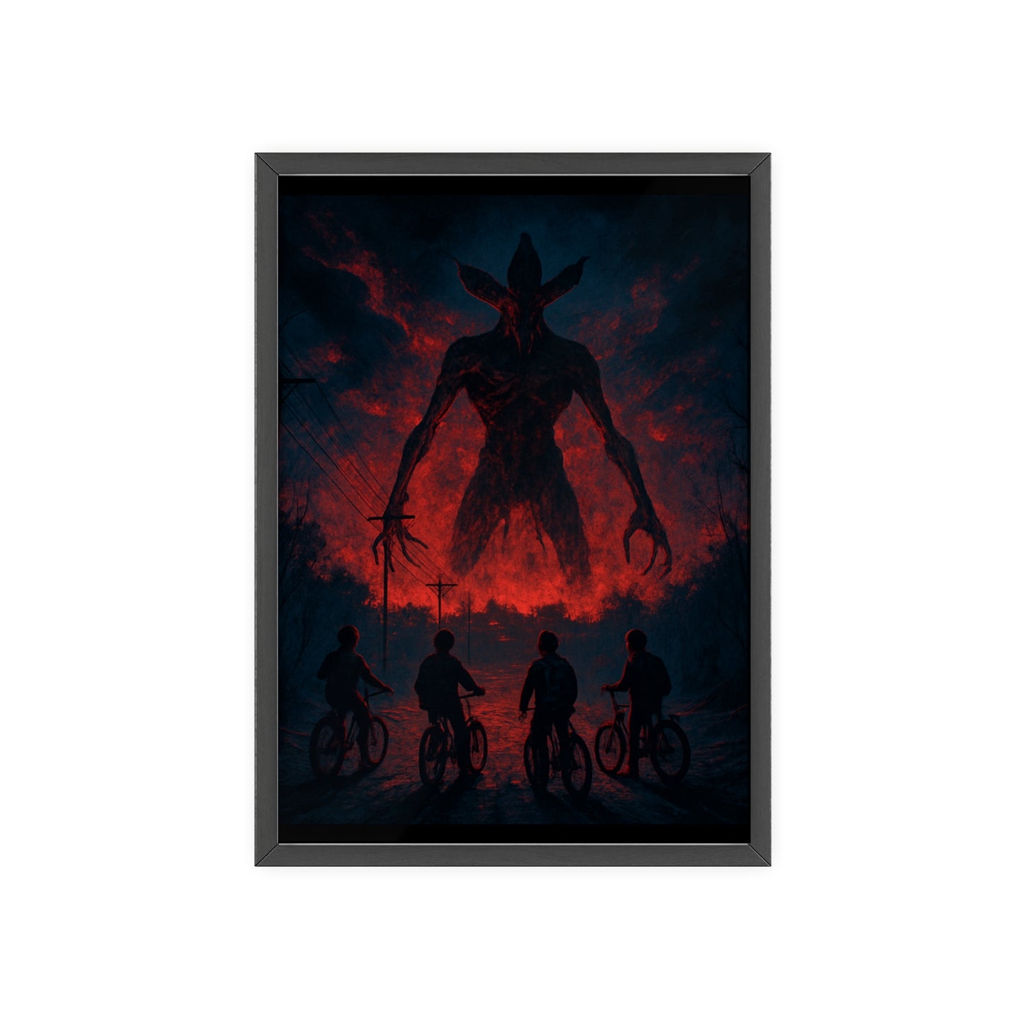 Stranger Things 5 wall  Art - Poster with Frame , Dark Red and Black