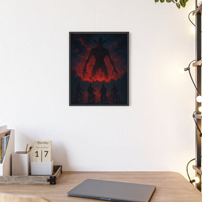 Stranger Things 5 wall  Art - Poster with Frame , Dark Red and Black