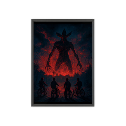 Stranger Things 5 wall  Art - Poster with Frame , Dark Red and Black