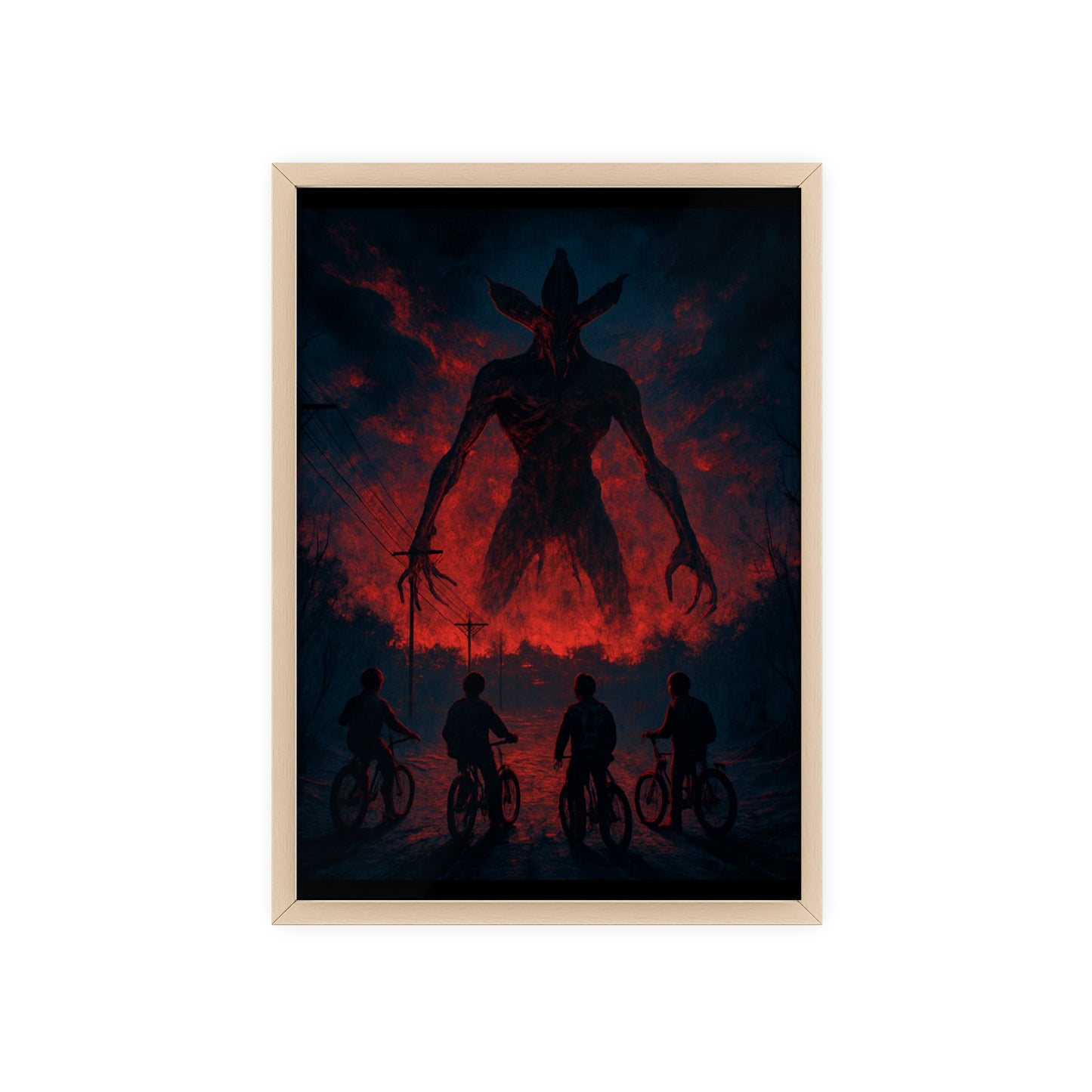 Stranger Things 5 wall  Art - Poster with Frame , Dark Red and Black