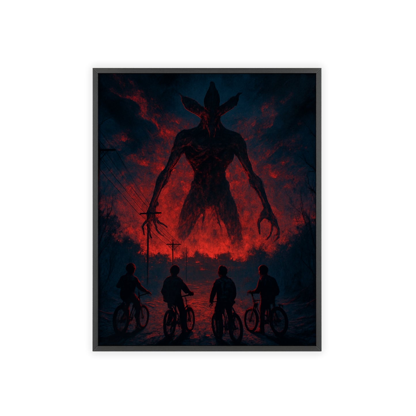 Stranger Things 5 wall  Art - Poster with Frame , Dark Red and Black