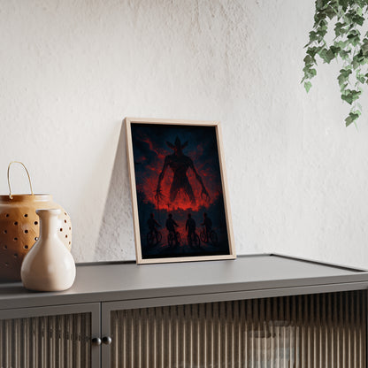 Stranger Things 5 wall  Art - Poster with Frame , Dark Red and Black