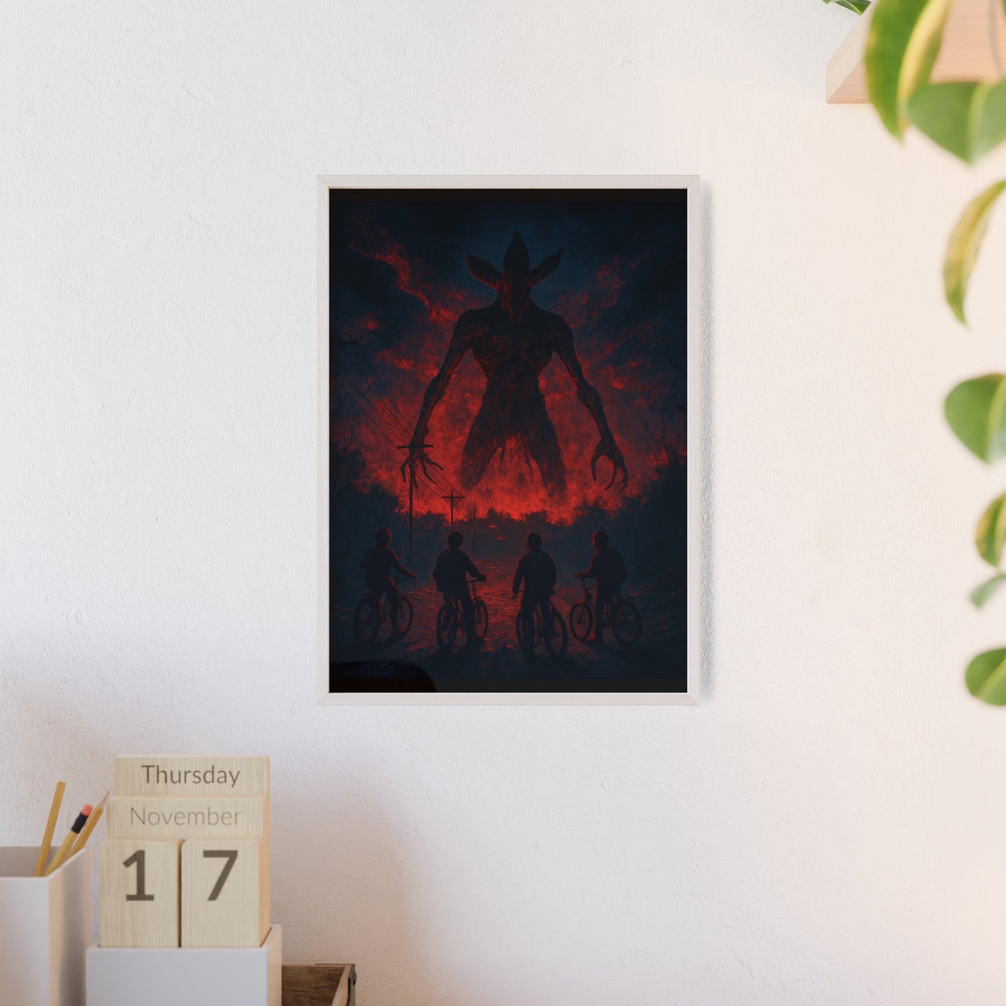 Stranger Things 5 wall  Art - Poster with Frame , Dark Red and Black