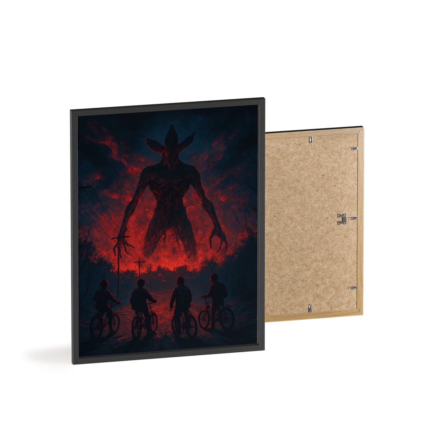 Stranger Things 5 wall  Art - Poster with Frame , Dark Red and Black