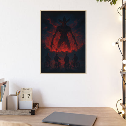 Stranger Things 5 wall  Art - Poster with Frame , Dark Red and Black