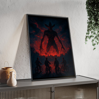 Stranger Things 5 wall  Art - Poster with Frame , Dark Red and Black