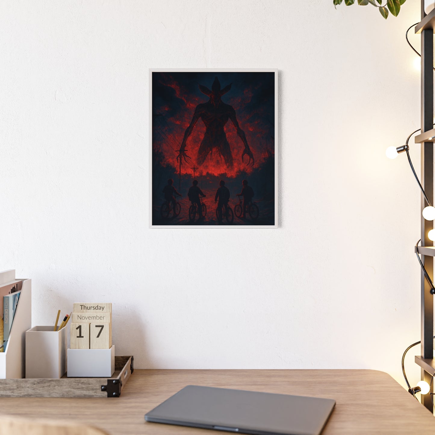 Stranger Things 5 wall  Art - Poster with Frame , Dark Red and Black