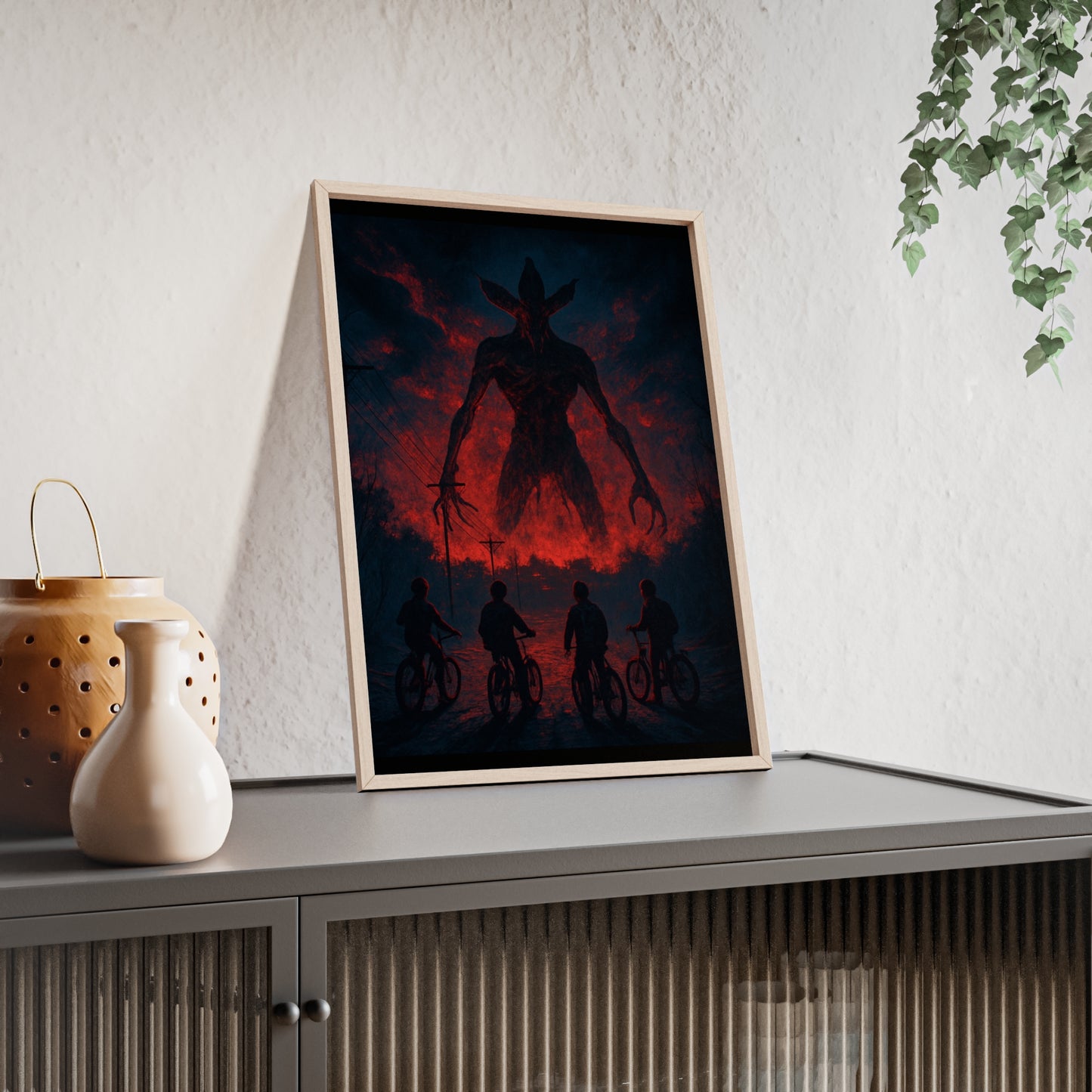Stranger Things 5 wall  Art - Poster with Frame , Dark Red and Black