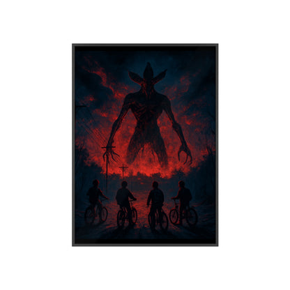 Stranger Things 5 wall  Art - Poster with Frame , Dark Red and Black