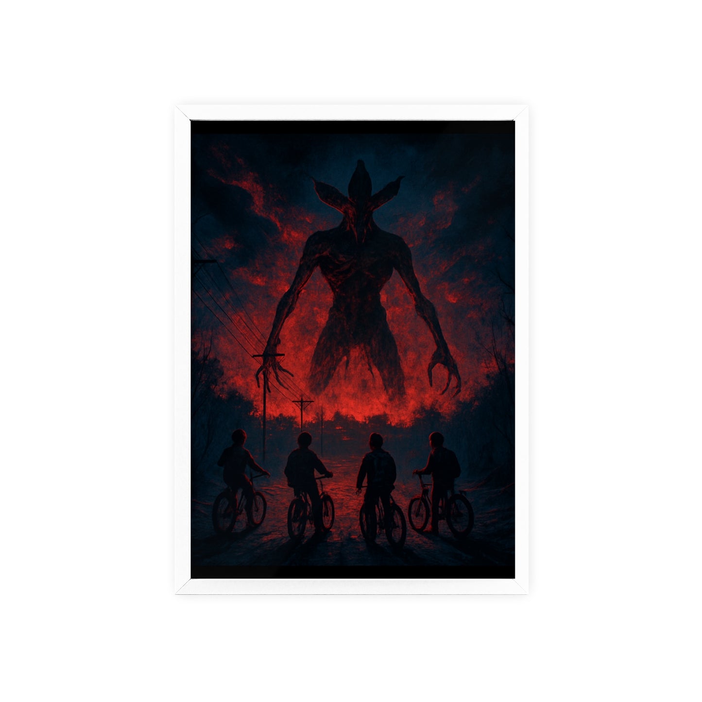 Stranger Things 5 wall  Art - Poster with Frame , Dark Red and Black