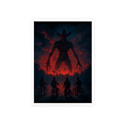 Stranger Things 5 wall  Art - Poster with Frame , Dark Red and Black