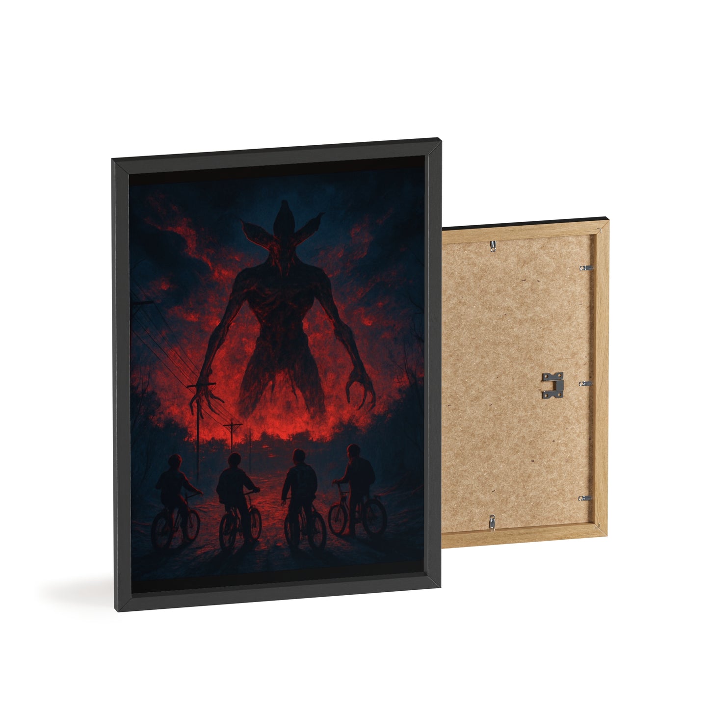 Stranger Things 5 wall  Art - Poster with Frame , Dark Red and Black