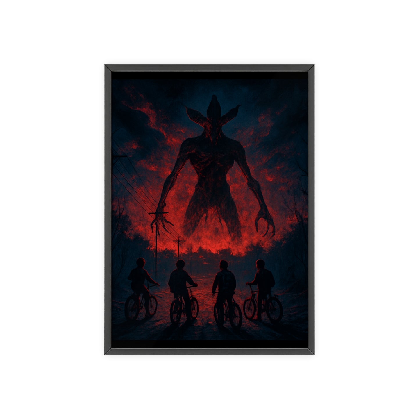 Stranger Things 5 wall  Art - Poster with Frame , Dark Red and Black