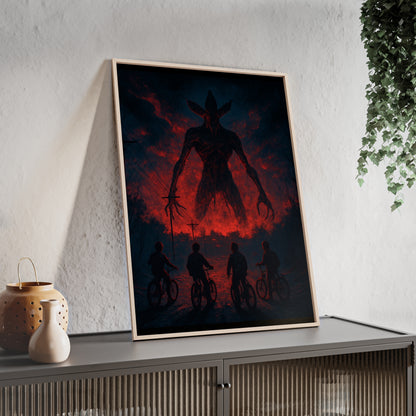 Stranger Things 5 wall  Art - Poster with Frame , Dark Red and Black