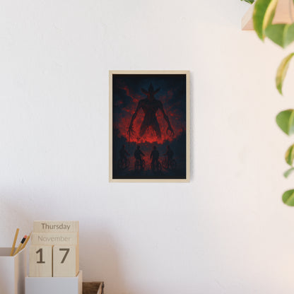 Stranger Things 5 wall  Art - Poster with Frame , Dark Red and Black
