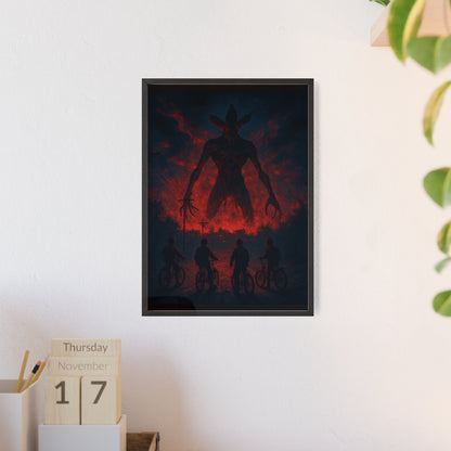 Stranger Things 5 wall  Art - Poster with Frame , Dark Red and Black