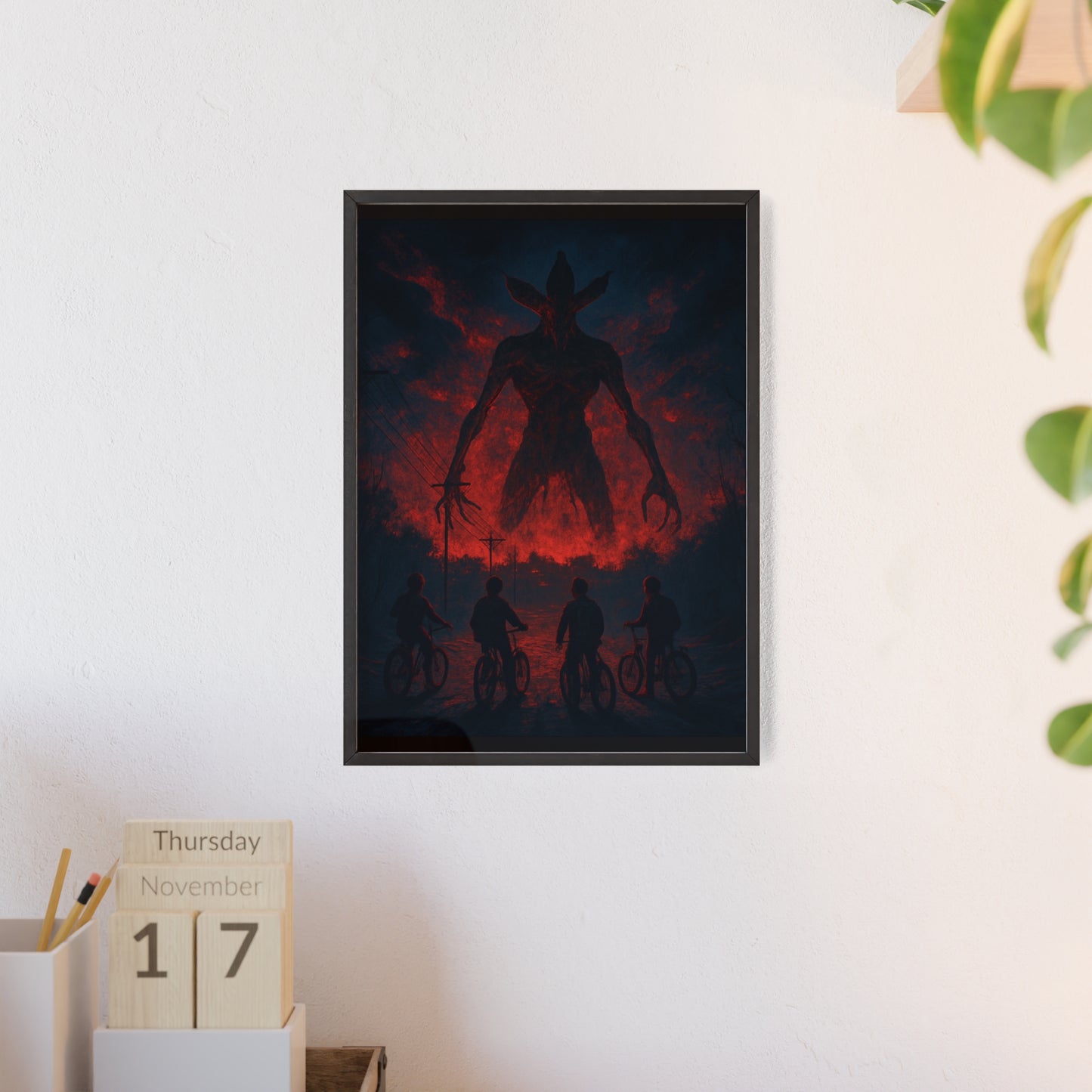 Stranger Things 5 wall  Art - Poster with Frame , Dark Red and Black