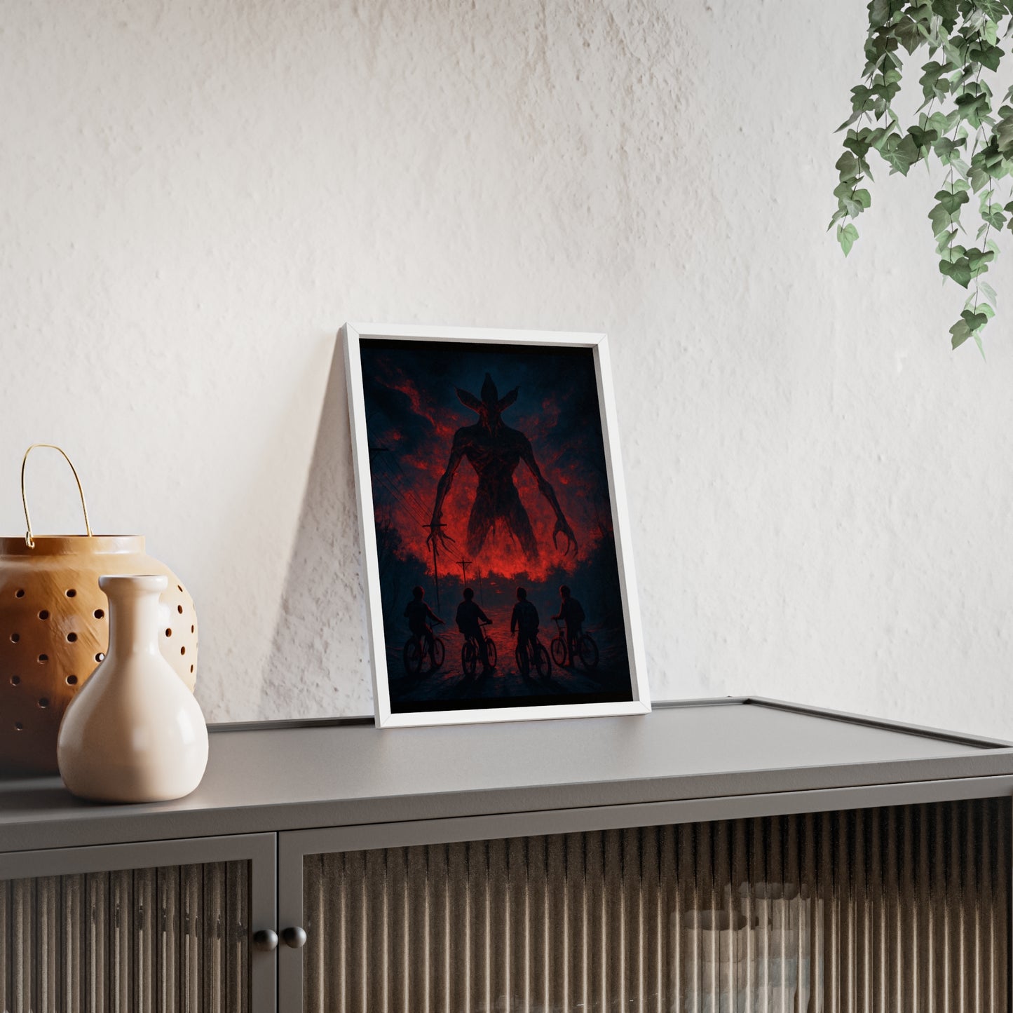 Stranger Things 5 wall  Art - Poster with Frame , Dark Red and Black