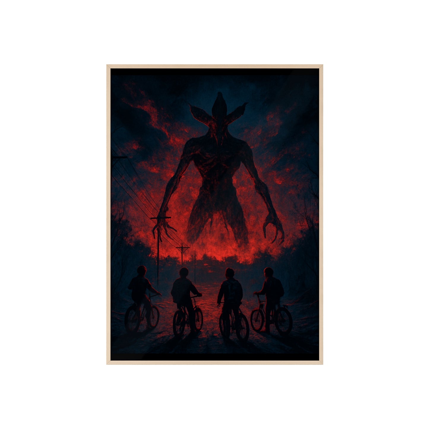 Stranger Things 5 wall  Art - Poster with Frame , Dark Red and Black