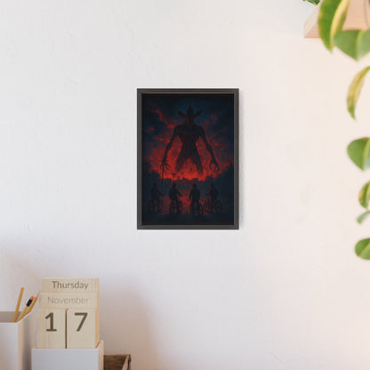 Stranger Things 5 wall  Art - Poster with Frame , Dark Red and Black