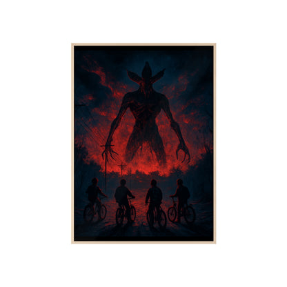 Stranger Things 5 wall  Art - Poster with Frame , Dark Red and Black