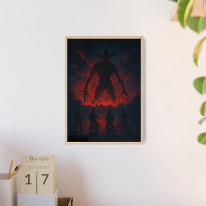 Stranger Things 5 wall  Art - Poster with Frame , Dark Red and Black