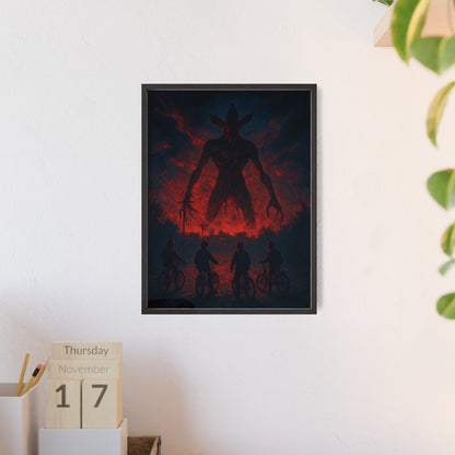 Stranger Things 5 wall  Art - Poster with Frame , Dark Red and Black