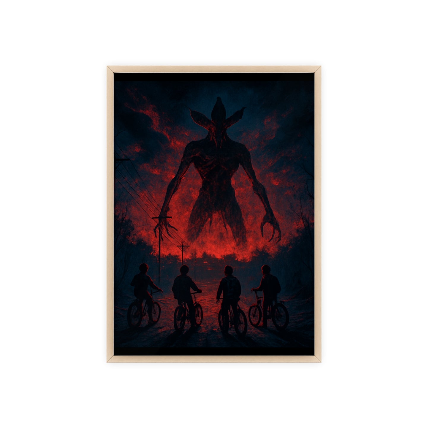 Stranger Things 5 wall  Art - Poster with Frame , Dark Red and Black