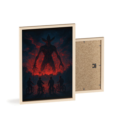 Stranger Things 5 wall  Art - Poster with Frame , Dark Red and Black