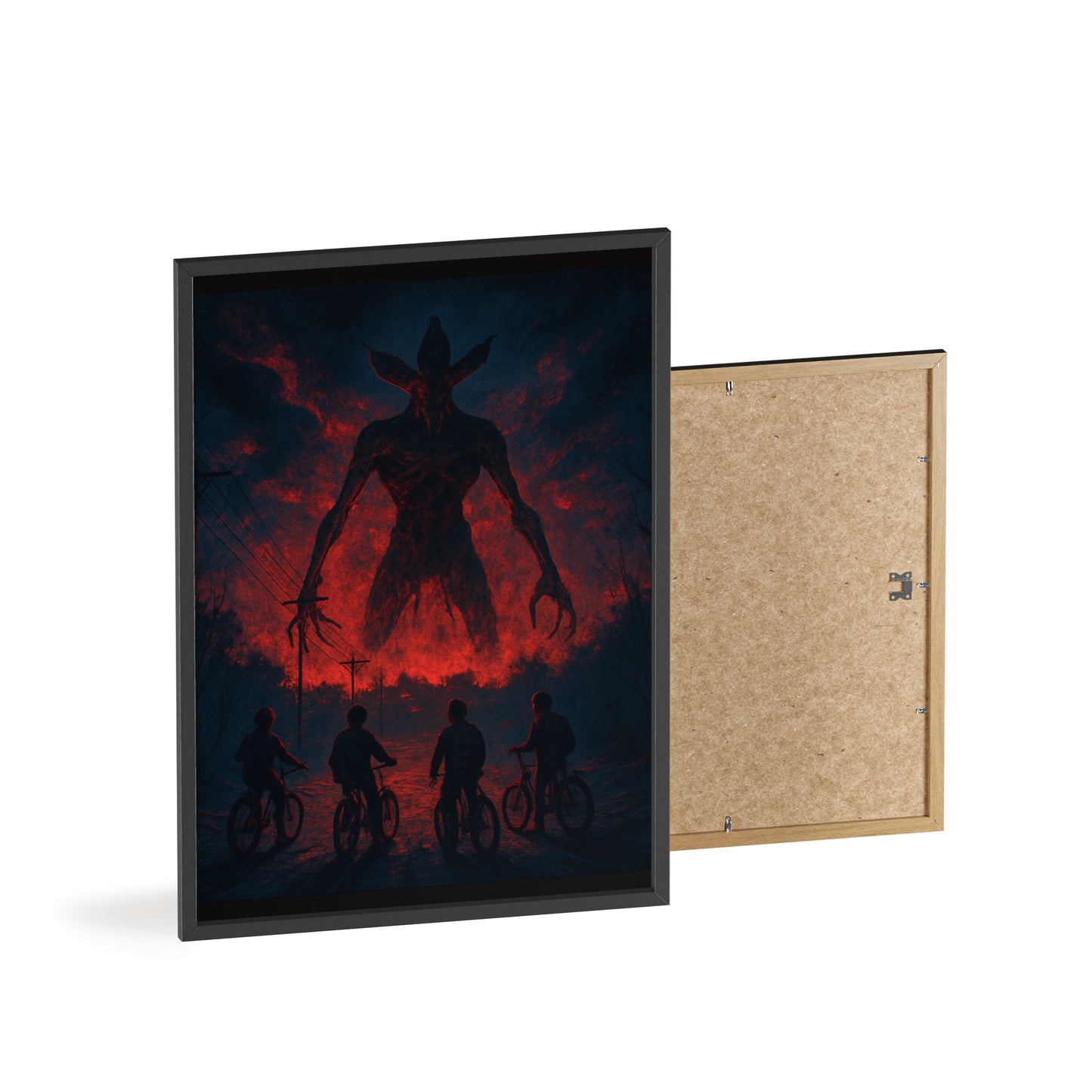 Stranger Things 5 wall  Art - Poster with Frame , Dark Red and Black