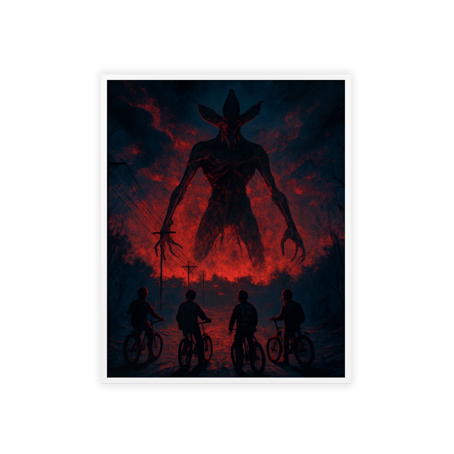 Stranger Things 5 wall  Art - Poster with Frame , Dark Red and Black
