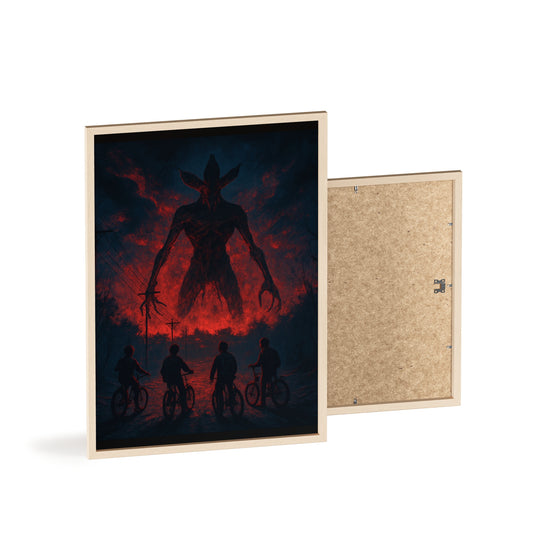 Stranger Things 5 wall  Art - Poster with Frame , Dark Red and Black