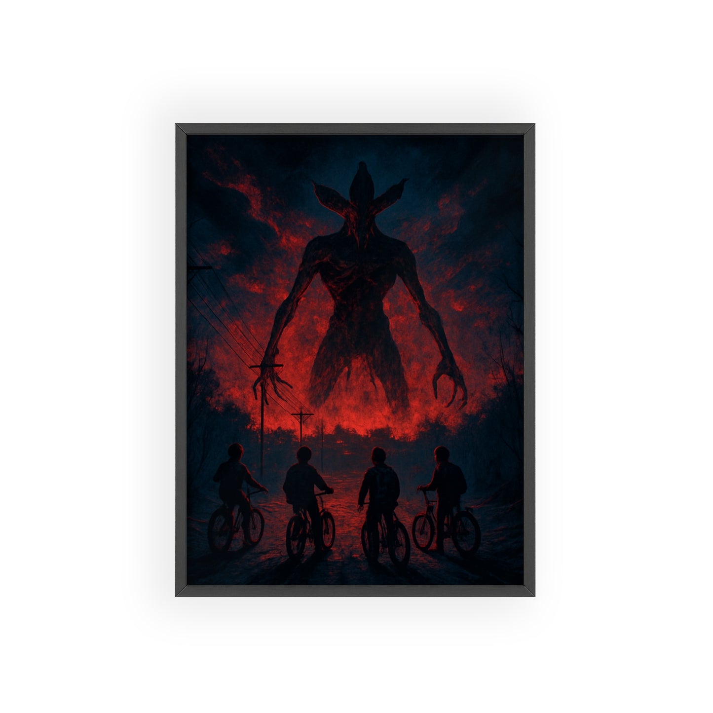 Stranger Things 5 wall  Art - Poster with Frame , Dark Red and Black