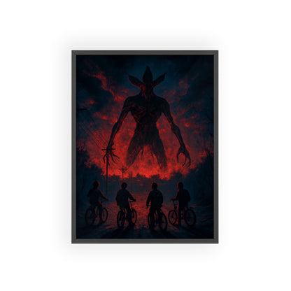 Stranger Things 5 wall  Art - Poster with Frame , Dark Red and Black