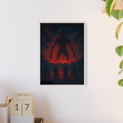 Stranger Things 5 wall  Art - Poster with Frame , Dark Red and Black
