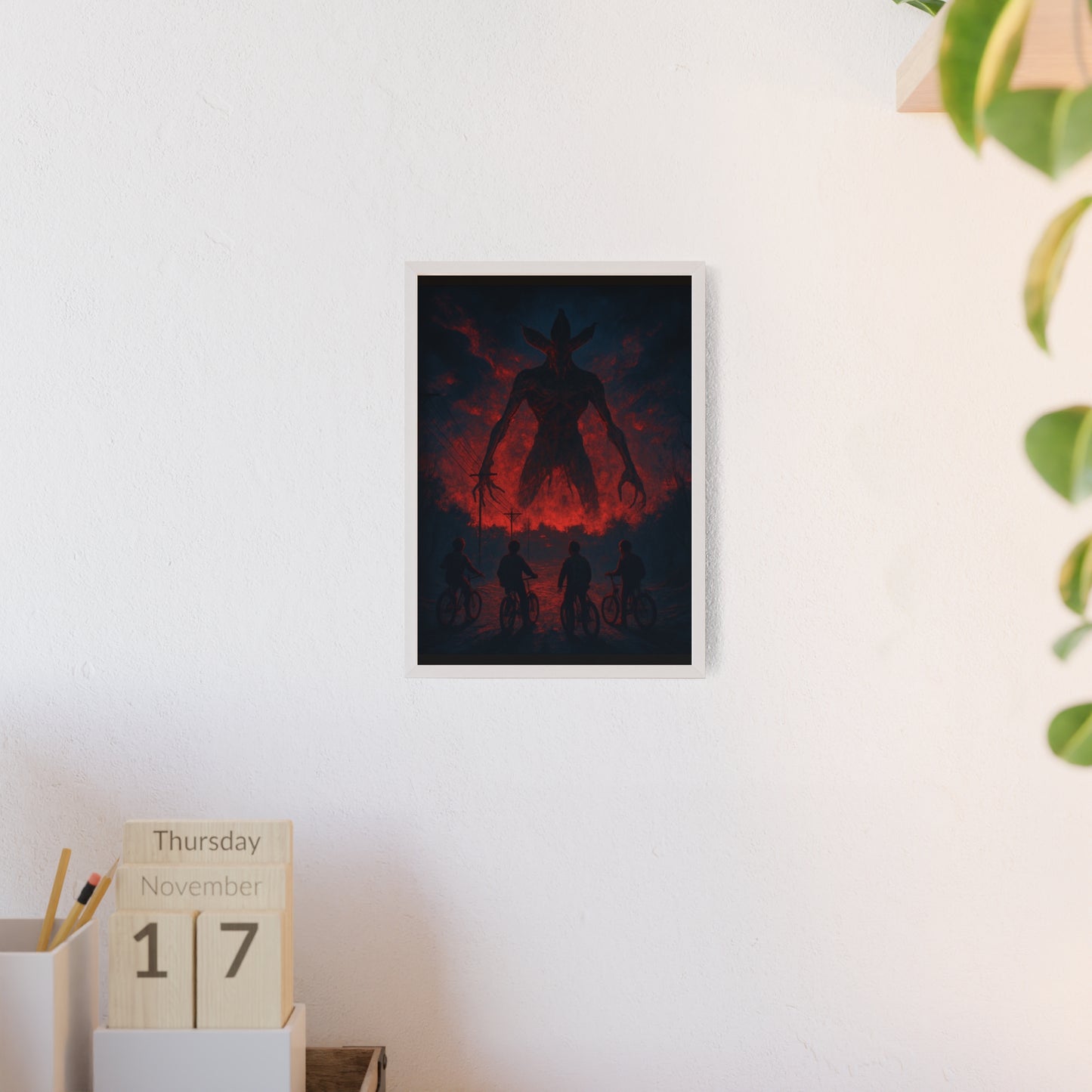 Stranger Things 5 wall  Art - Poster with Frame , Dark Red and Black